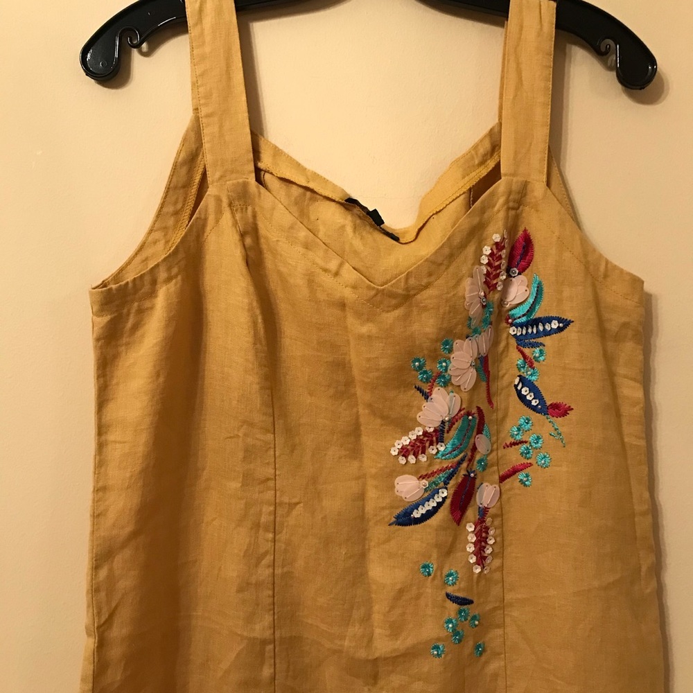 For Cynthia Yellow Embroidered Ruffle Midi Dress - Picture 4 of 8